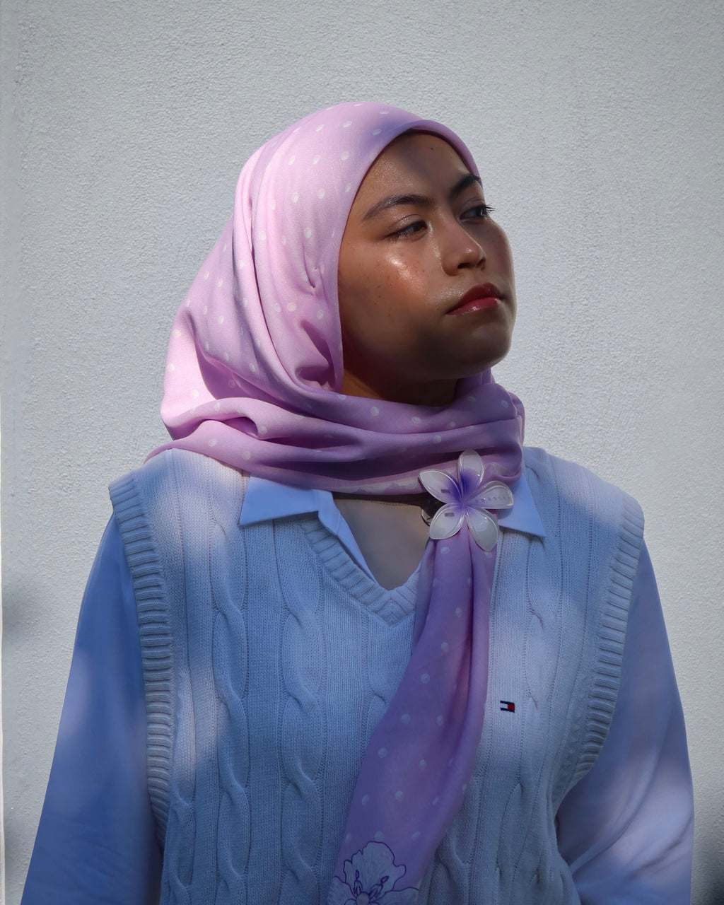 Spots On Square Shawl in Sweet Lilac