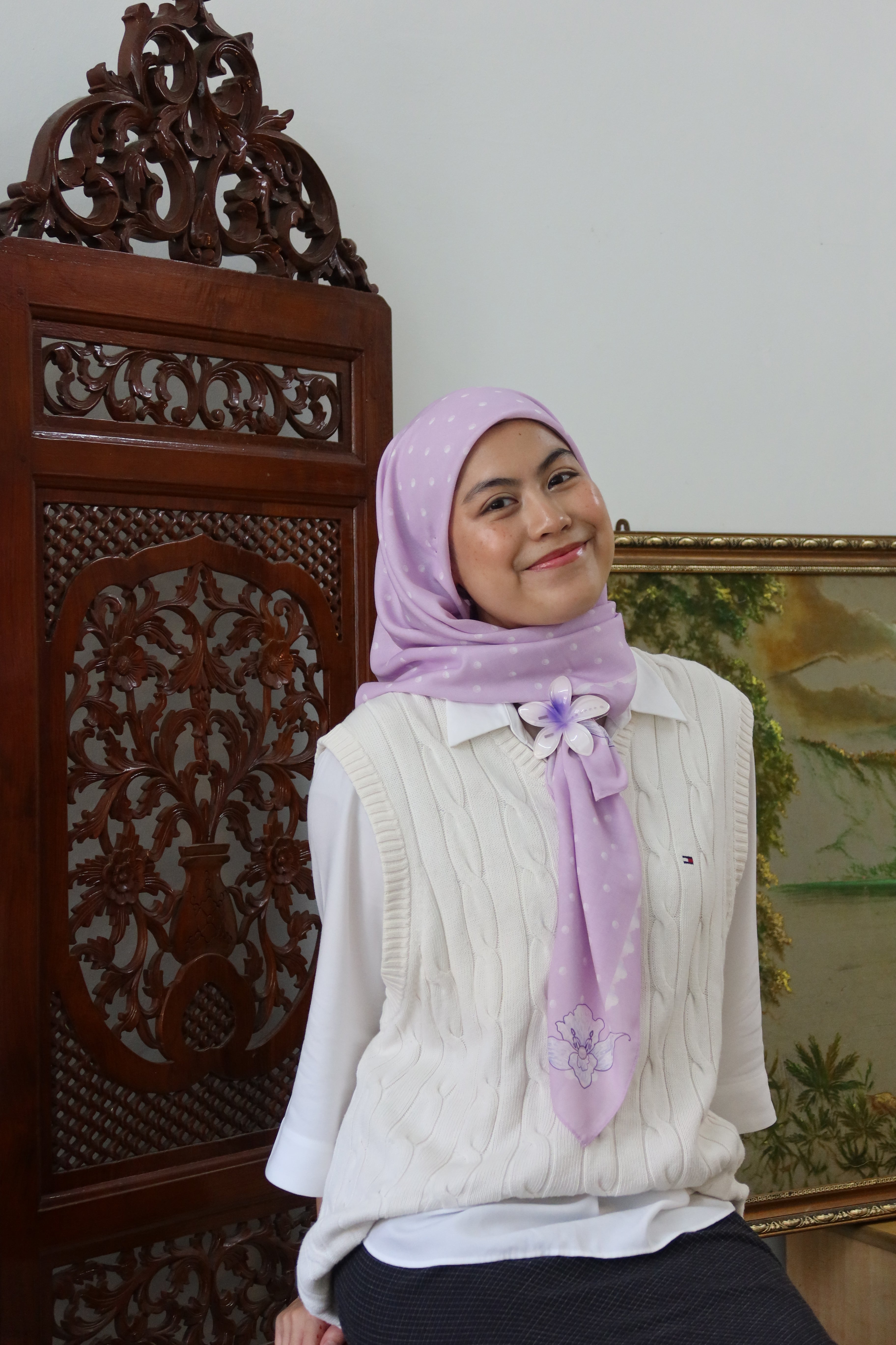 Spots On Square Shawl in Sweet Lilac